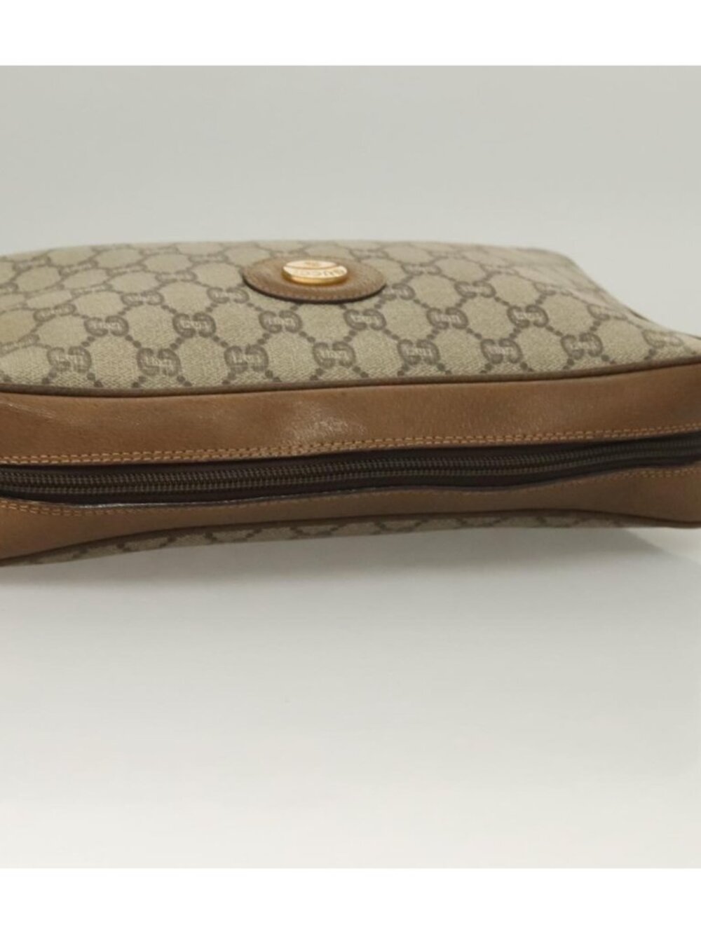 GUCCI GG Plus Supreme Clutch Bag PVC Beige Gold - Picture 6 of 16